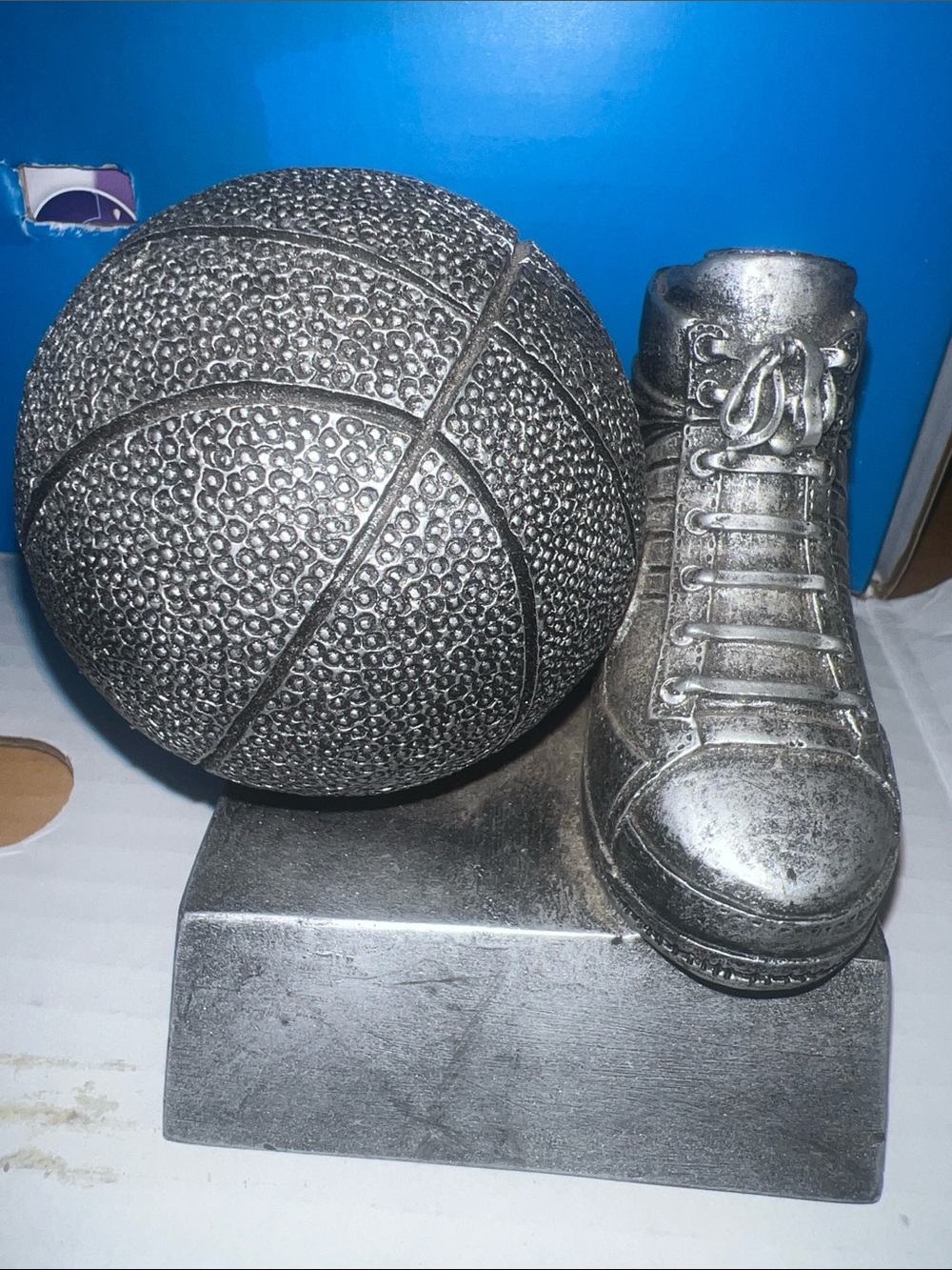 Vintage PDU Pewter Resin Basketball Trophy Figurine. 3.5” tall